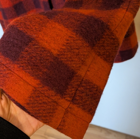 Free People Buffalo Plaid Wool Jacket Coat - Size 0 - Picture 10 of 12